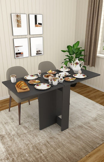 Πτυσσόμενο Τραπέζι Κουζίνας Mdf Ανθρακί 133x75x75cm Πτυσσόμενο Τραπέζι Κουζίνας Mdf Ανθρακί 133x75x75cm
