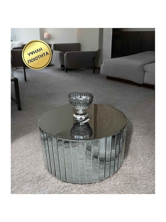 SteweHome Circular Coffee Table with Silver Crystal Shine 80x36cm