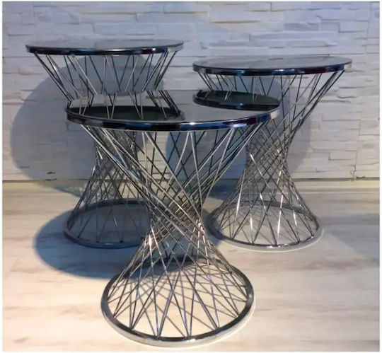 Set Zigon Mese De Cafea Metalice Argintii 55x42cm