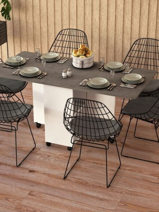 Folding Kitchen Table with Wheels Gray 155x70x75 Cm