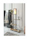 Floor Lamp Wooden Shelves & Elegant Metal Design Oak 72x24x140cm