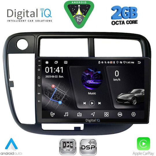 Digital IQ Ηχοσύστημα Αυτοκινήτου για Honda Civic 1995-2001 με A/C (Bluetooth/USB/WiFi/GPS/Apple-Carplay/Android-Auto) με Οθόνη Αφής 9"