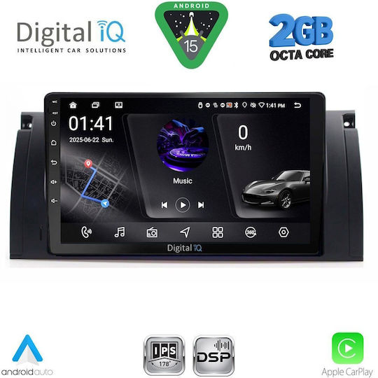 Digital IQ Car Audio System for BMW Series 5 (E39) / X5 (E53) 1997-2005 (Bluetooth/USB/WiFi/GPS/Apple-Carplay/Android-Auto) with Touch Screen 9"