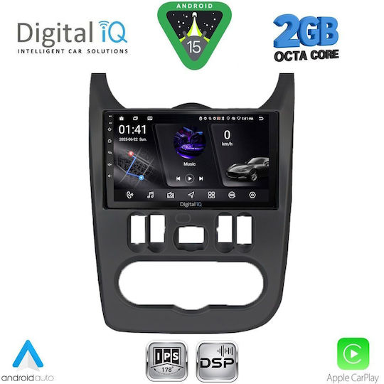 Digital IQ Ηχοσύστημα Αυτοκινήτου για Renault Logan Dacia Duster / Logan / Sandero 2006-2012 (Bluetooth/USB/WiFi/GPS/Apple-Carplay/Android-Auto) με Οθόνη Αφής 9"