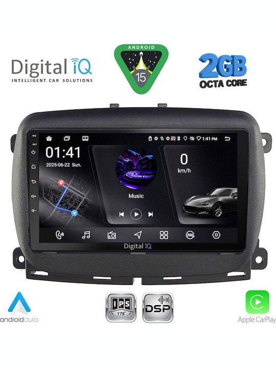 Digital IQ Car Audio System for Fiat 500 2016 (Bluetooth/USB/WiFi/GPS/Apple-Carplay/Android-Auto) with Touch Screen 9"