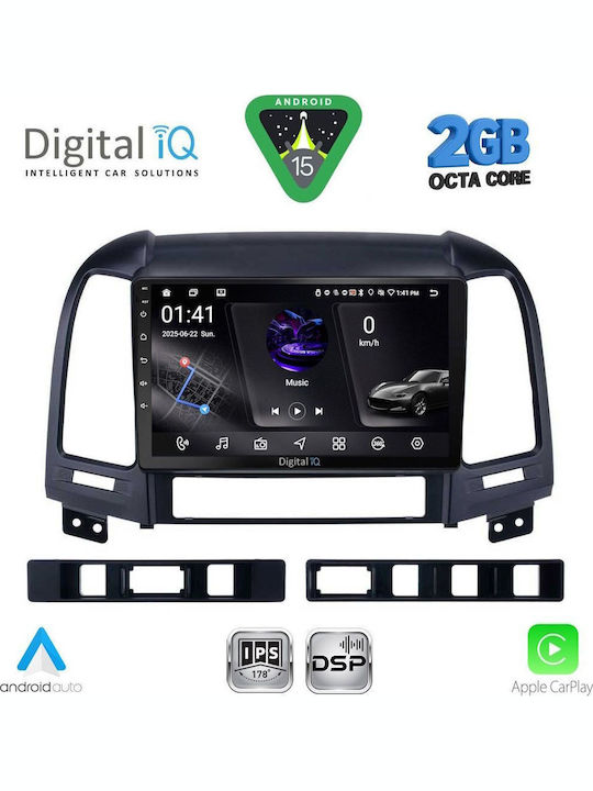 Digital IQ Car Audio System for Hyundai Santa Fe 2005-2013 (Bluetooth/USB/WiFi/GPS/Apple-Carplay/Android-Auto) with Touch Screen 9"
