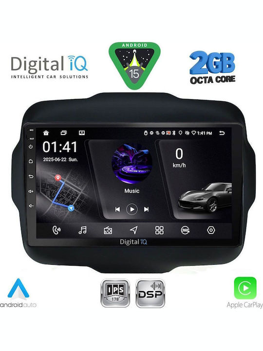 Digital IQ Car Audio System for Jeep Renegade 2014 (Bluetooth/USB/WiFi/GPS/Apple-Carplay/Android-Auto) with Touch Screen 9"