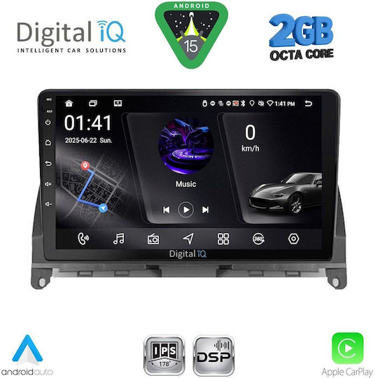 Digital IQ Car Audio System for Mercedes-Benz C Class 2007-2011 (Bluetooth/USB/WiFi/GPS/Apple-Carplay/Android-Auto) with Touch Screen 9"