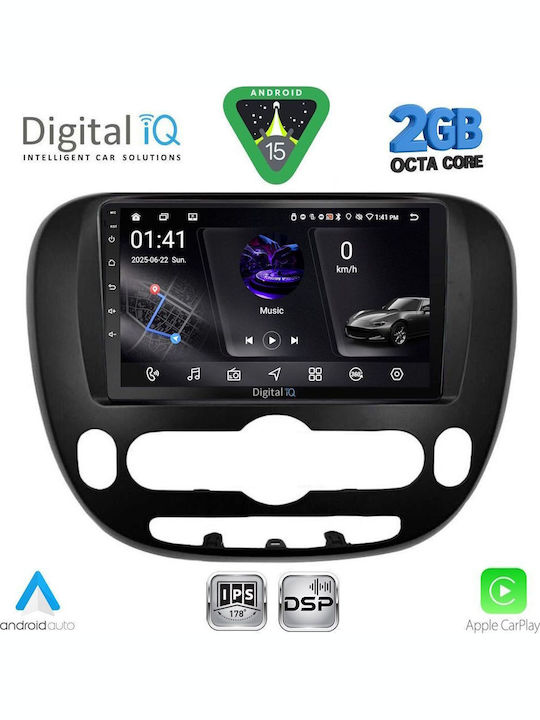 Digital IQ Auto-Audiosystem für Kia Seele 2014 (Bluetooth/USB/WiFi/GPS/Apple-Carplay/Android-Auto) mit Touchscreen 9"