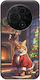 Xmas Animals Cat Tcl 605 Black TPU Black Silicone