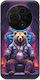 Wild Animals Bear Tcl 605 Black TPU Black Silicone