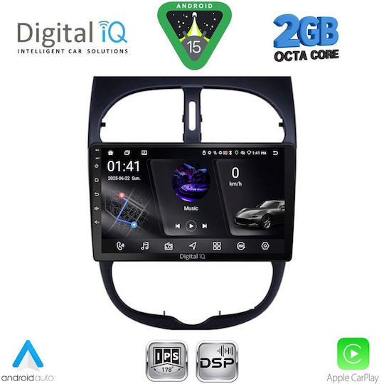 Digital IQ Ηχοσύστημα Αυτοκινήτου για Peugeot 206 1998-2006 (Bluetooth/USB/WiFi/GPS/Apple-Carplay/Android-Auto) με Οθόνη Αφής 9"