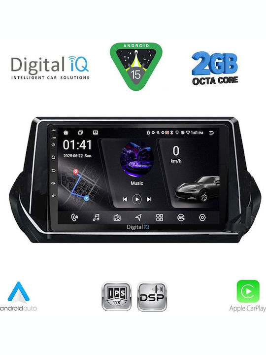 Digital IQ Car Audio System for Peugeot 208 2008 (Bluetooth/USB/WiFi/GPS/Apple-Carplay/Android-Auto) with Touch Screen 9"