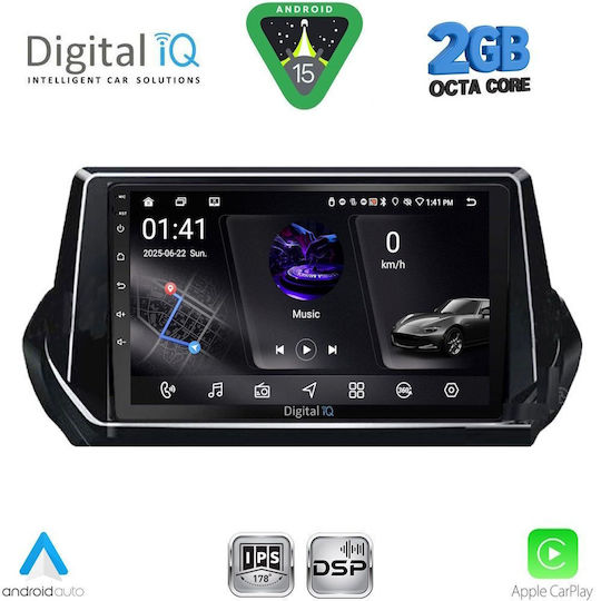 Digital IQ Car Audio System for Peugeot 208 2008 (Bluetooth/USB/WiFi/GPS/Apple-Carplay/Android-Auto) with Touch Screen 9"