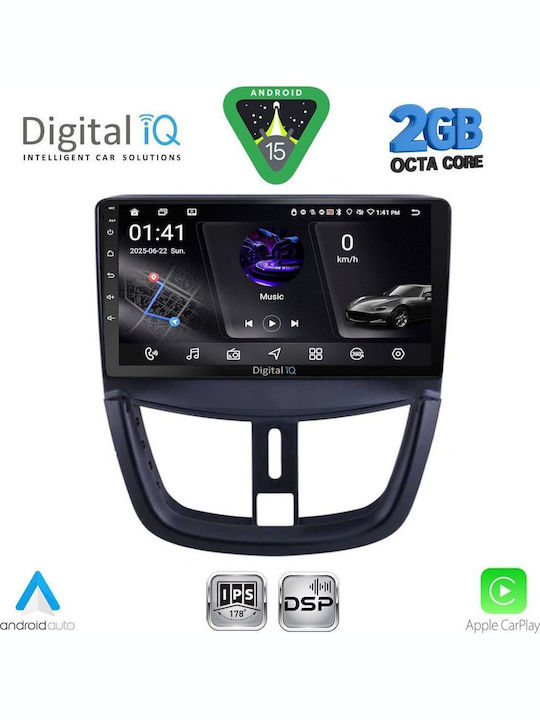 Digital IQ Car Audio System for Peugeot 207 2007-2014 (Bluetooth/USB/WiFi/GPS/Apple-Carplay/Android-Auto) with Touch Screen 9"