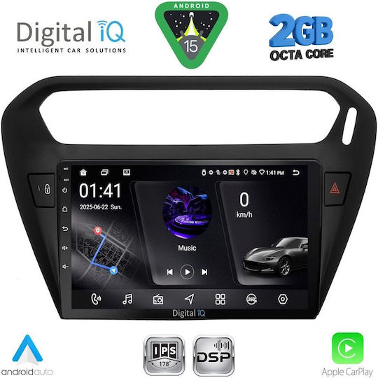 Digital IQ Ηχοσύστημα Αυτοκινήτου για Peugeot 301 Citroen C-Elysee 2013 (Bluetooth/USB/WiFi/GPS/Apple-Carplay/Android-Auto) με Οθόνη Αφής 9"