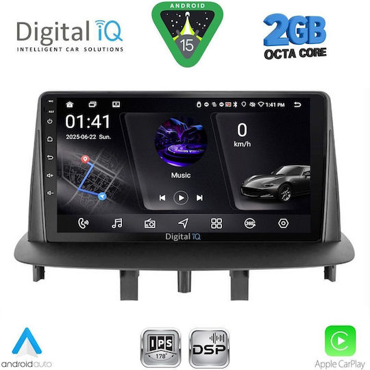 Digital IQ Ηχοσύστημα Αυτοκινήτου για Renault Megane 2009-2016 (Bluetooth/USB/WiFi/GPS/Apple-Carplay/Android-Auto) με Οθόνη Αφής 9"