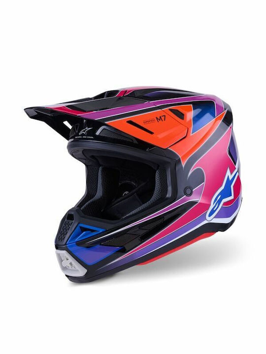 Alpinestars S-M7 Fuse Blue-Pink Gloss Κράνος Μη...