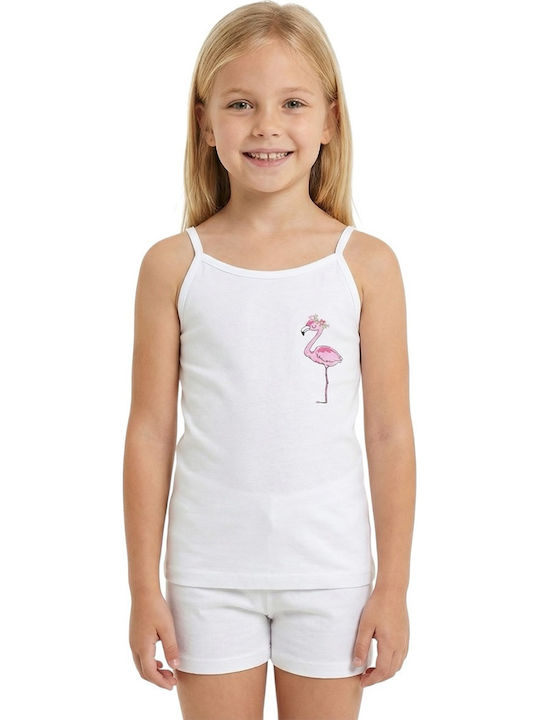 Defne Baby Sweet White Flamingo Παιδικό Φανελάκι Αμάνικο White