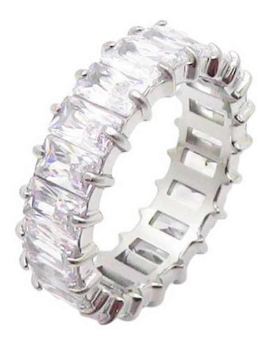 Puppis Damen Ring Vollring mit Zirkonia aus Stahl