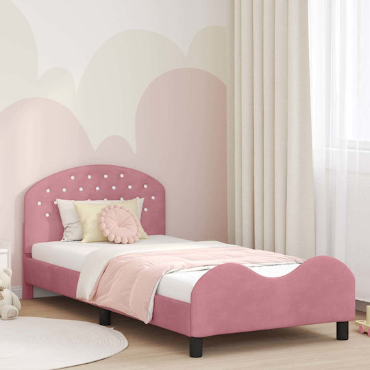Kinderbett Klassisch Einzel mit Stauraum Rosa für Matratze 80x200cm