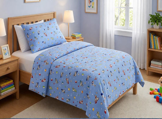 MayHome Kids Duvet Set Single with Pillowcase Light Blue 160x240cm
