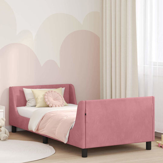 Pat pentru Copii Single Roz pentru Saltea 90x200cm