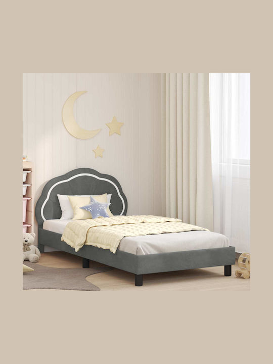 Kids Bed Single Gray for Mattress 90x200cm