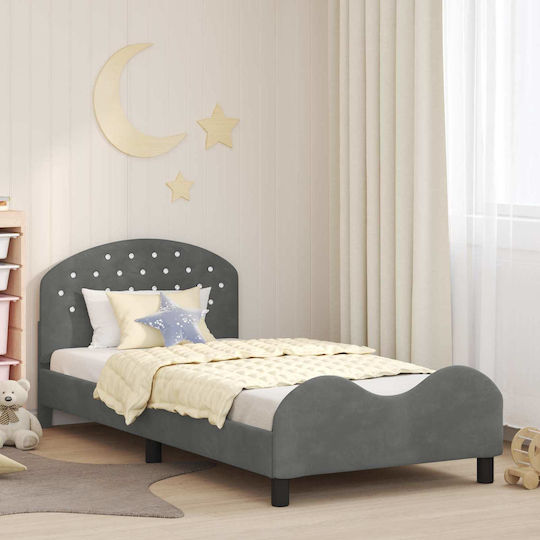 Kids Bed Classic Single with Storage Space Grey for Mattress 90x190cm