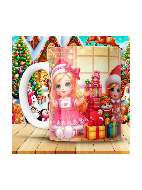Cana Ceramică Albă De Crăciun 330ml Model Barbi...