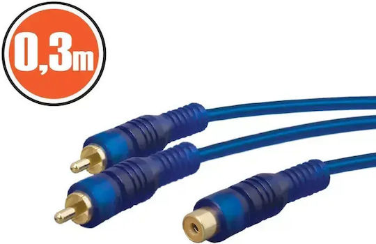 Rca Männlicher Adapter Kabel 2x Rca Zu Weiblich 1x Rca 0,3m