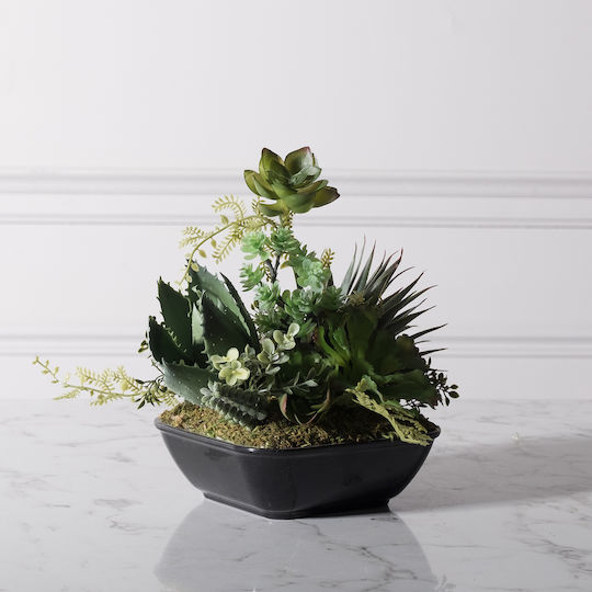 Supergreens Künstliche Pflanze Sukkulenten Komposition Grün 19 cm