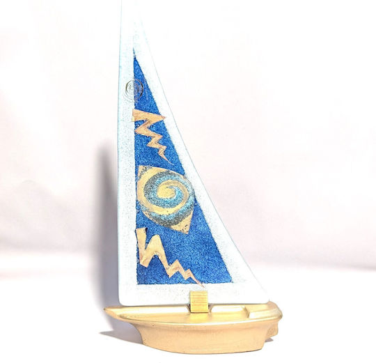 G2026/322 Handmade Decorative Ship Metallic Base Handmade Blown Glass Grekas Home
