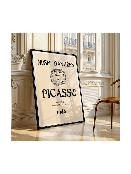 Poster Pablo Picasso Musee Antibes 1948 Art248 21cm X 30cm Frame Natural Wood Beige