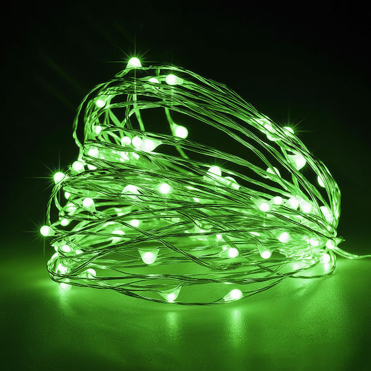 30 Светлини LED 3m. Зелени На батерия тип Лента 1бр