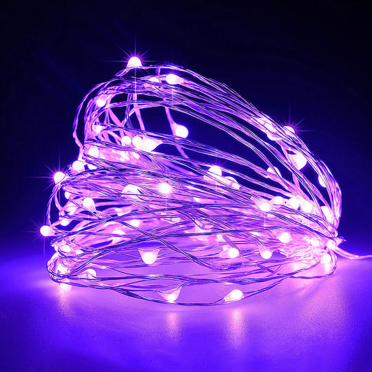 30 Lichterketten LED 3m. Lila Batterie in Zeichenfolge 1Stück