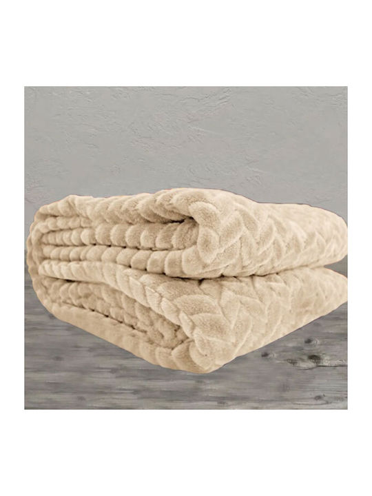 SpitiBazaar Decke Vlies Doppel 215x230cm Ecru