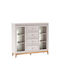 Sideboard Sonfera 106 made of Wood & Metal with Drawers Cashmere, Oak 41x41x142cm
