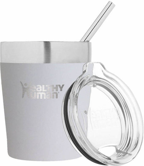 Healthy Human Ποτήρι Θερμός Ανοξείδωτο 354ml Pure White με Καλαμάκι