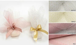 Wedding Favor Tulle Pink Glitter Polka Dot Gold 29*29