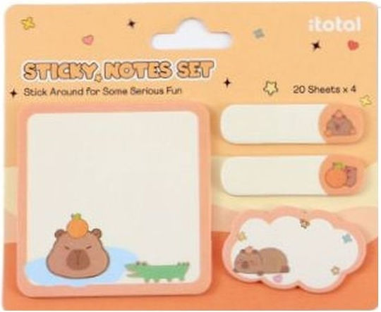 Σετ Αυτοκόλλητων Σελιδοδεικτών & Sticky Note Capybara Salmon Itotal