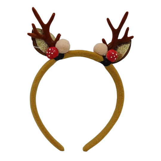 Christmas Headband Reindeer Gold Ears & Brown Antlers
