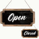 Ξύλινη Επιγραφή Διπλής Όψης Open Closed