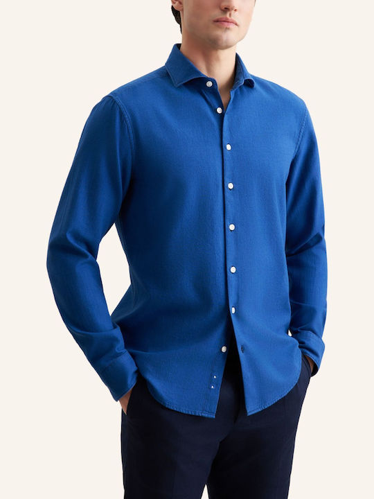 Long-sleeved Cotton Shirt Blue
