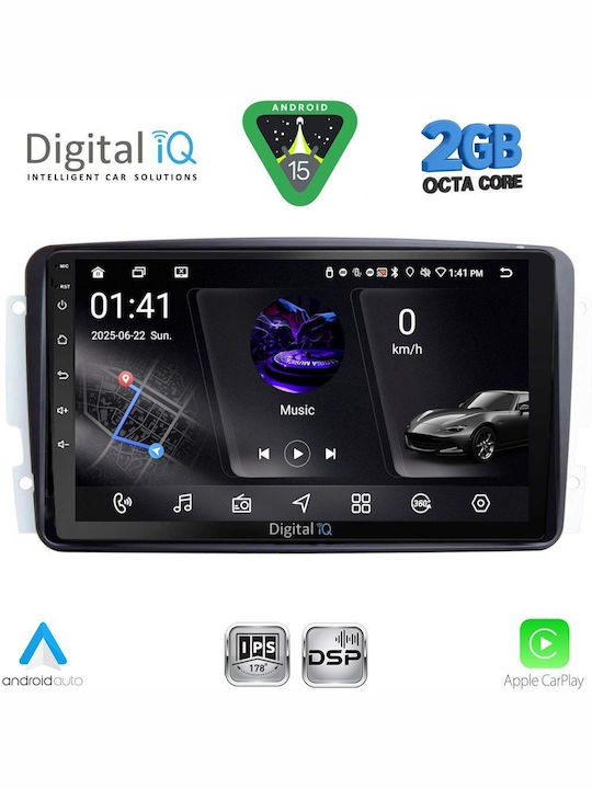 Digital IQ Car Audio System for Mercedes-Benz CLK Class 2000-2004 (Bluetooth/USB/WiFi/GPS/Apple-Carplay/Android-Auto) with Touch Screen 9"