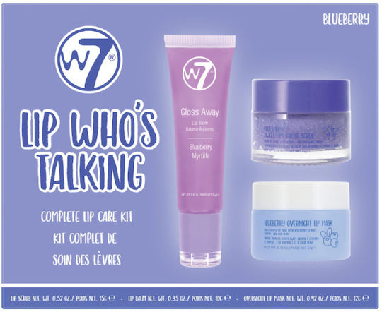 W7 Cosmetics Lip Who’s Talking Blueberry Σετ Περιποίησης για Ενυδάτωση 3τμχ