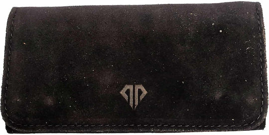 Amalfi Leather Tobacco Pouch With Snap Closure leather Black