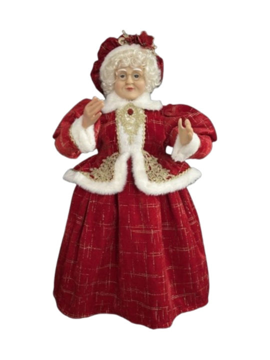 Χριστουγεννιάτικη Διακοσμητική Φιγούρα Mrs Claus Γυαλιά & Κόκκινο Φόρεμα 60cm
