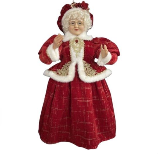 Χριστουγεννιάτικη Διακοσμητική Φιγούρα Mrs Claus Γυαλιά & Κόκκινο Φόρεμα 60cm