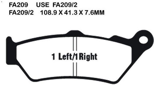 Pads Fa209/2 Adige P192 Acx Sintered Gold F650 Gs St Pegaso Xt660r Cb500 Nx650 Front